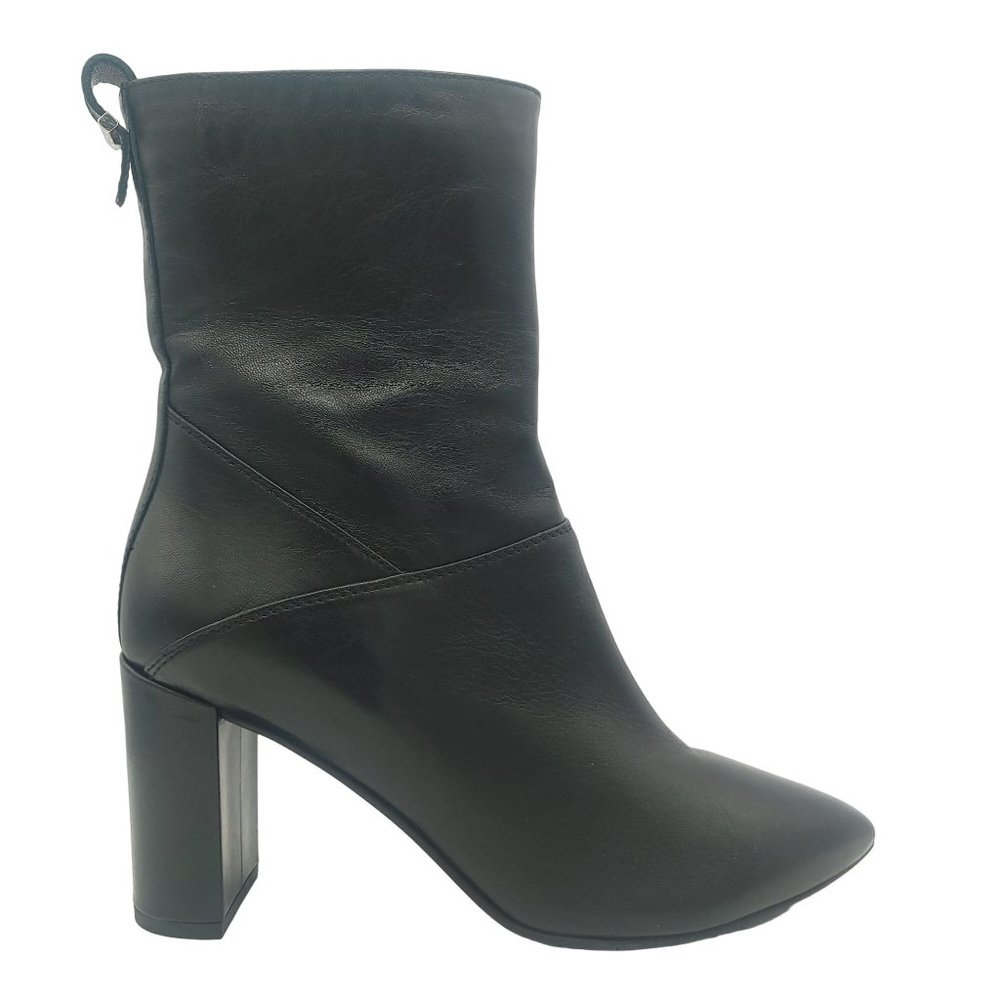 Aquatalia Heeled Boot Black Leather Pointed Toe Womens 8.5